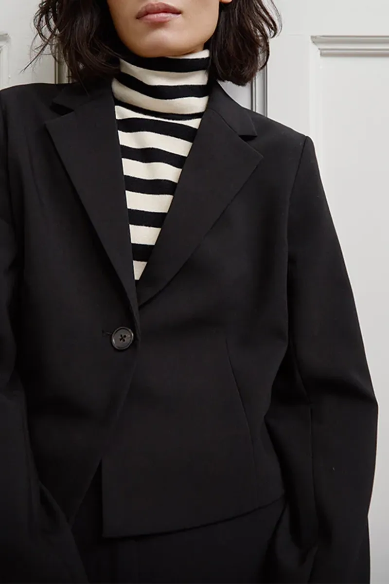 High Neck Striped Long Sleeve Fitted Tops