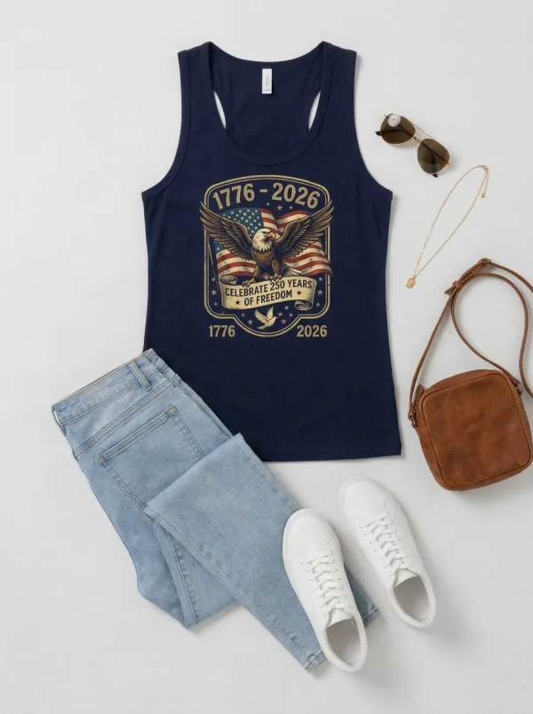 Women's 250th Anniversary USA Eagle Flag Printed Tank Top