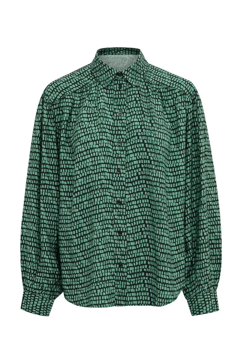 Textured Button Down Green Shirts