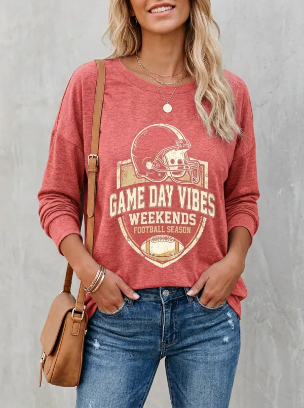 Retro Game Day Vibes Helmet Football Graphic Sweatshirt