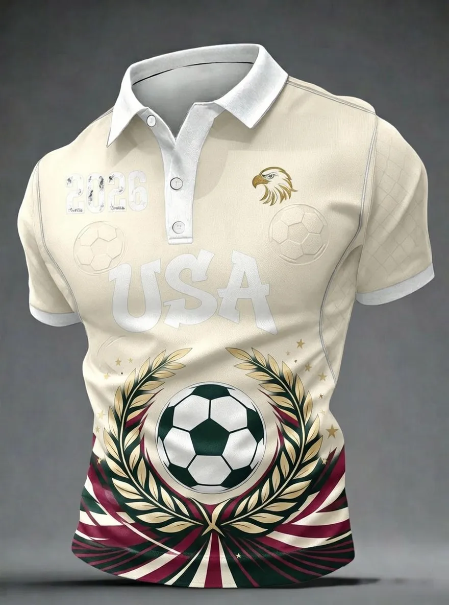 Men's USA 2026 Soccer Print Polo Shirt