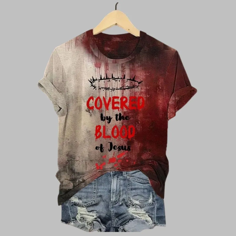 Women’s Halloween See You In Hell Blood Stain Print T-Shirt