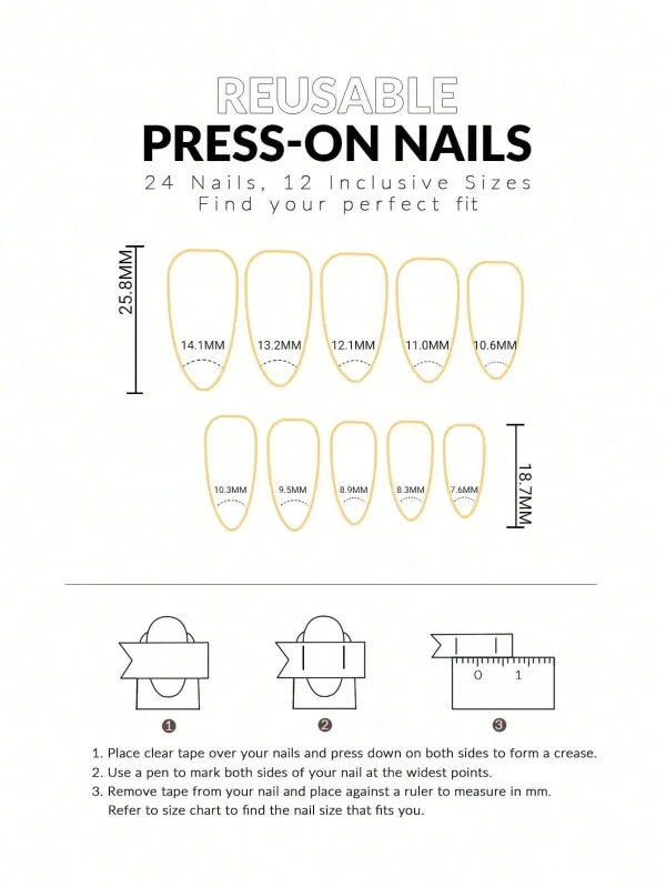 Nailhour Pink 24Pcs French Pink Striped Almond Press On Nails