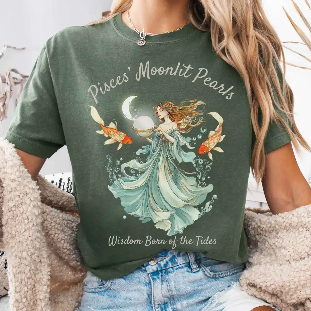 Pisces' Moonlit Pearls Zodiac Shirt
