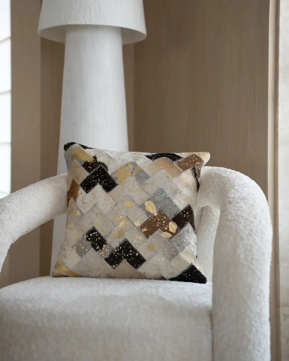 Gilded Leather Cushion Cover