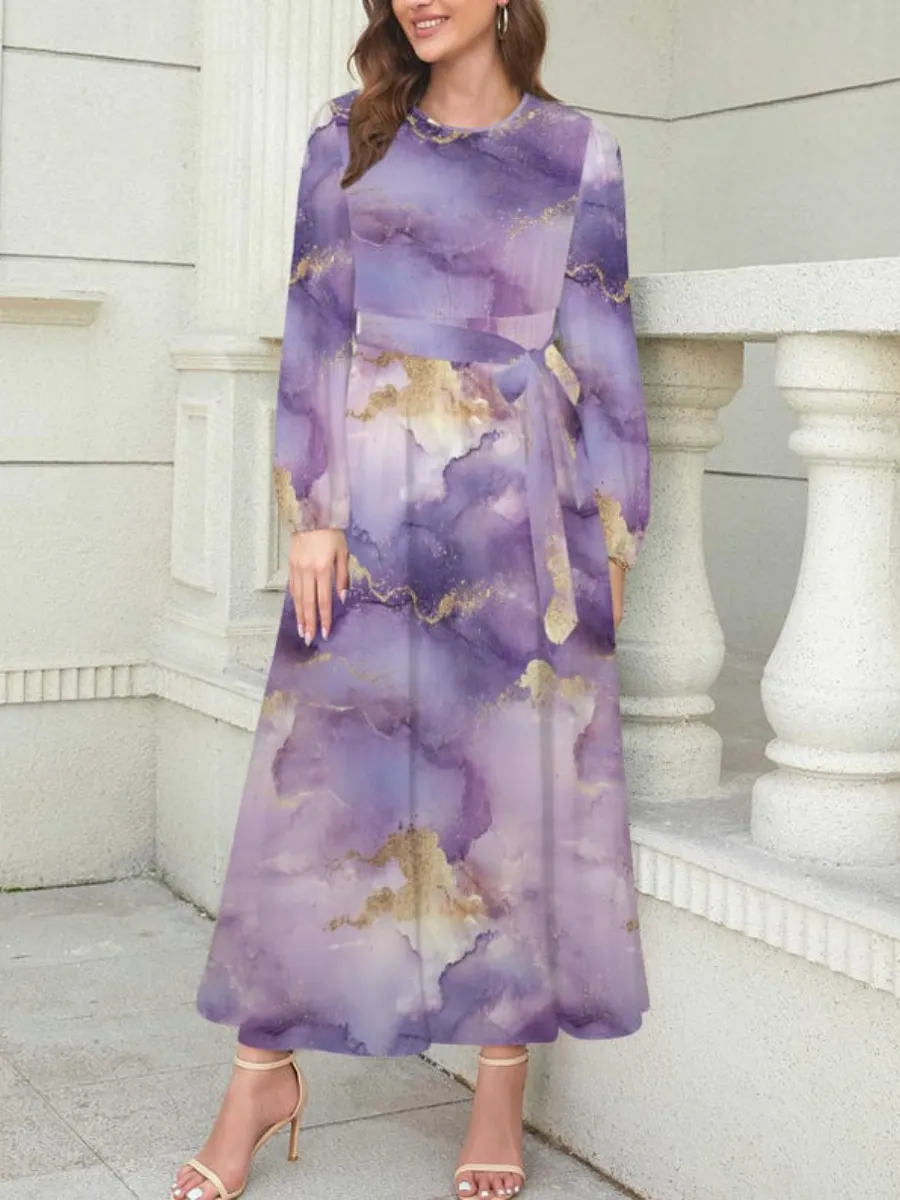 A-Line Marble Print Dress