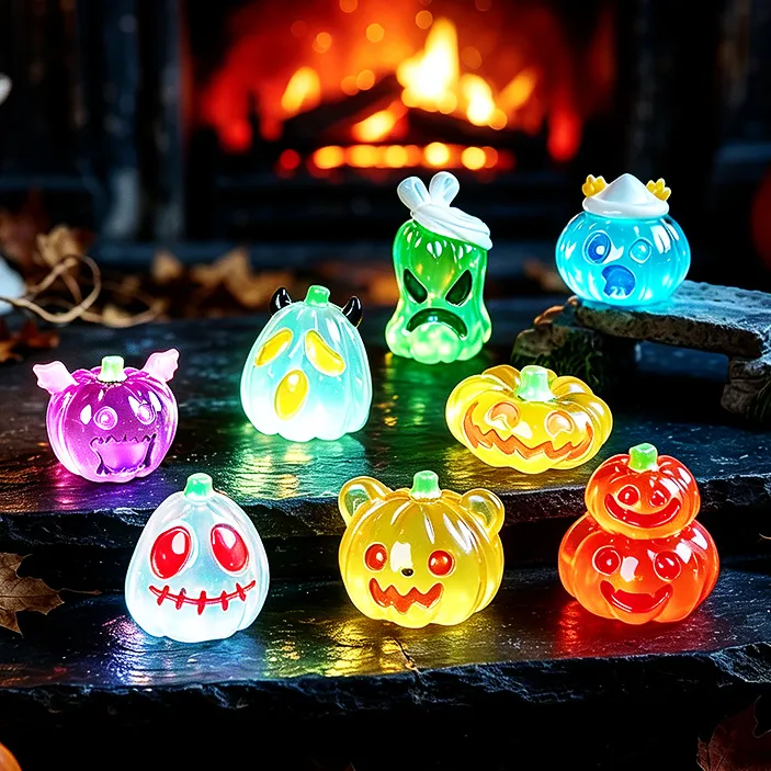 8Pcs Halloween Kawaii Luminous Mini Figurine
