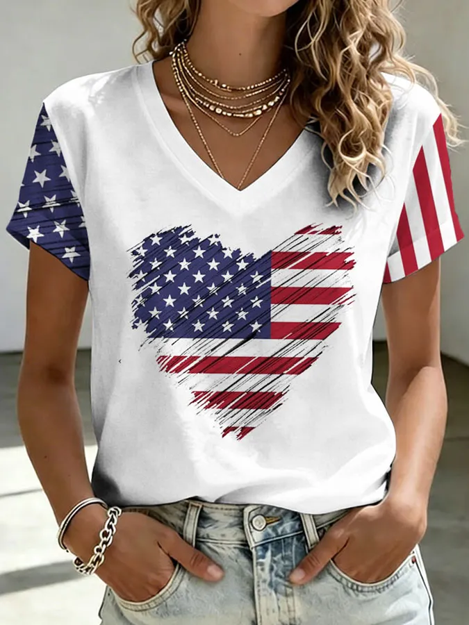 Women's Independence Day Print Casual T-shirt