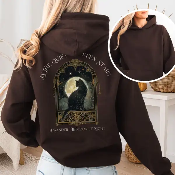 In the Quiet Between Stars Moonlit Cat Hoodie