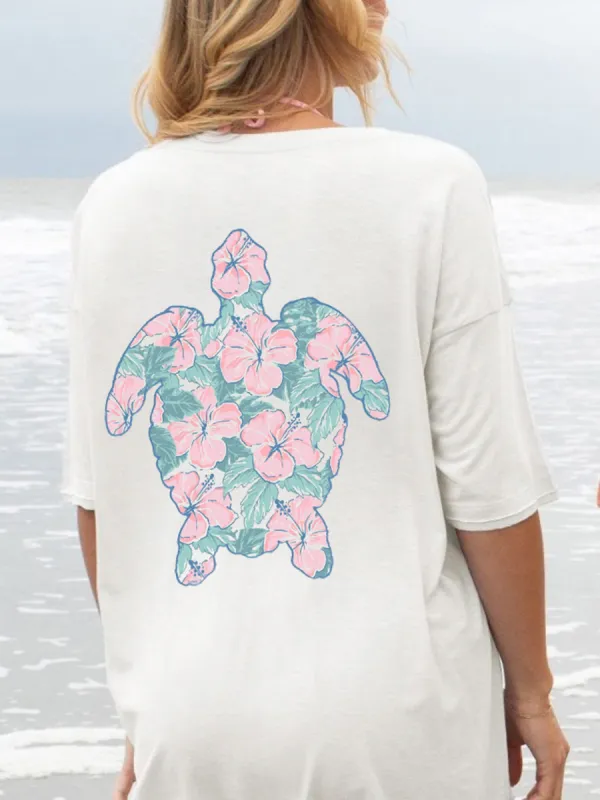 Tropical Patterned Sea Turtle Tee