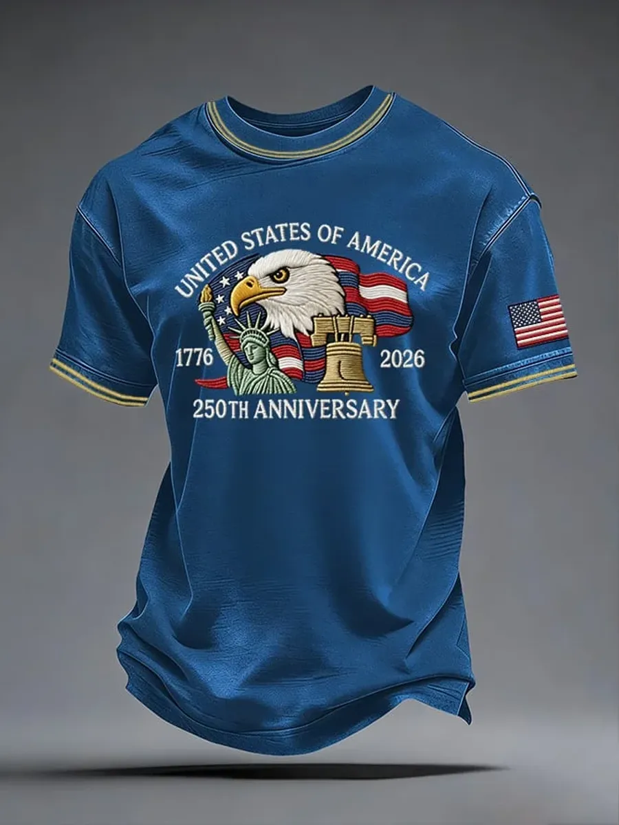 Men'S America 250 – Red, White & Blue Sky Tribute Print Casual T-Shirt