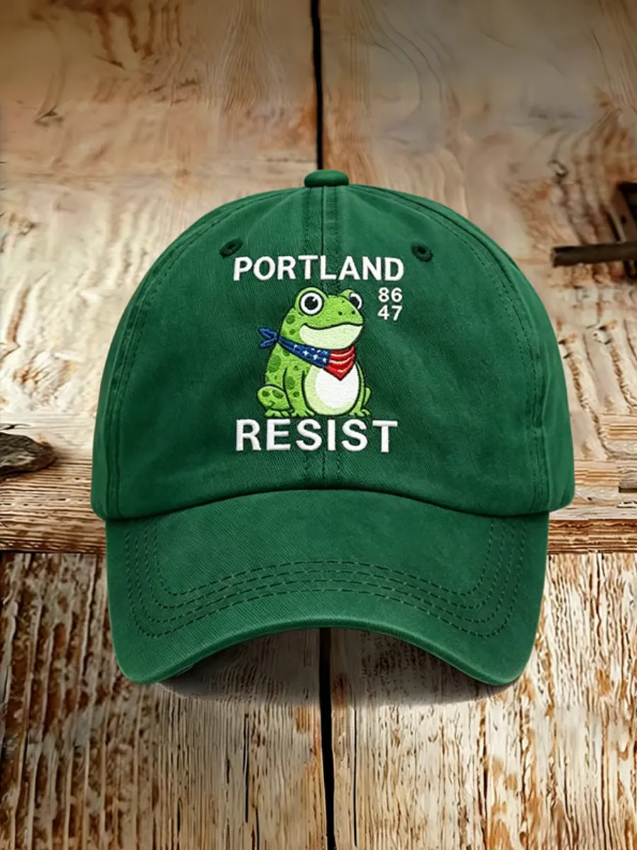 Portland Frog Fun Print Baseball Cap