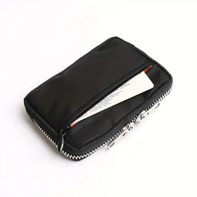 Black Slim Zippered Wallet