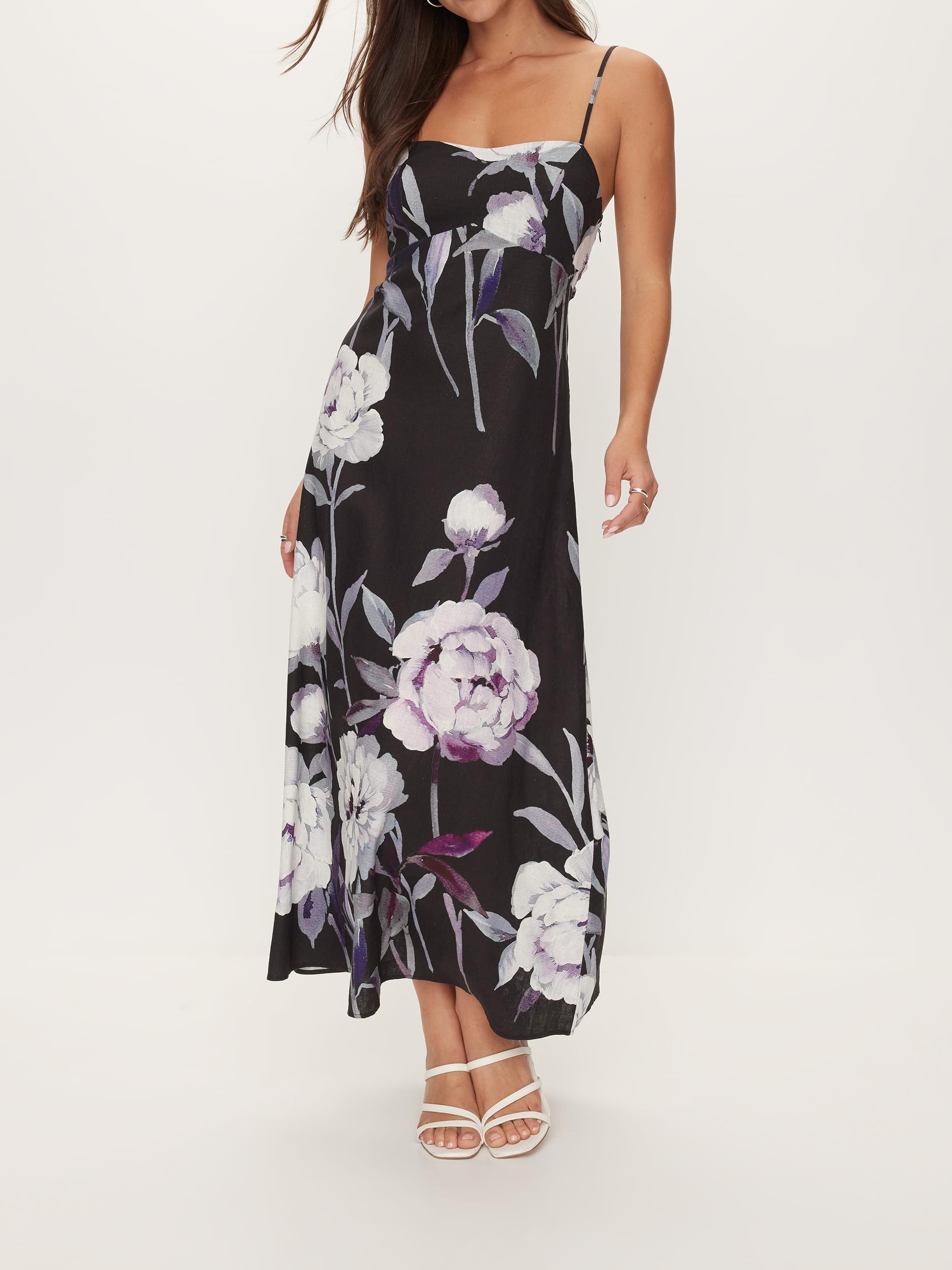 Linen Blend Slip Midi Dress
