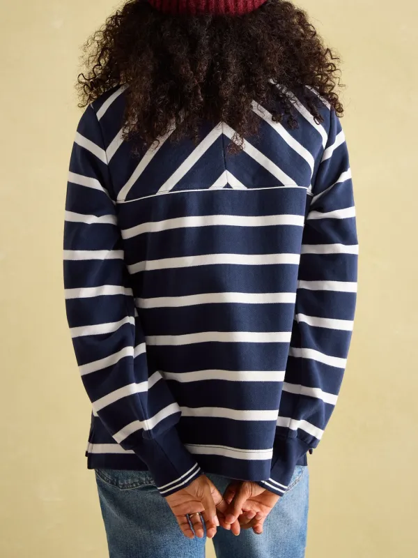 Deep Ribbed Cuffs Navy Blue Funnel Neck Quarter Zip Sweatshirt