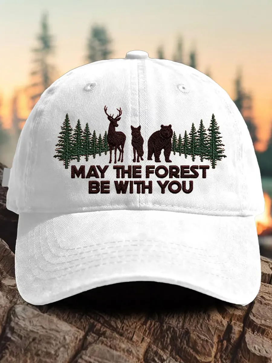 Retro May The Forest Be With You Print Baseball Cap