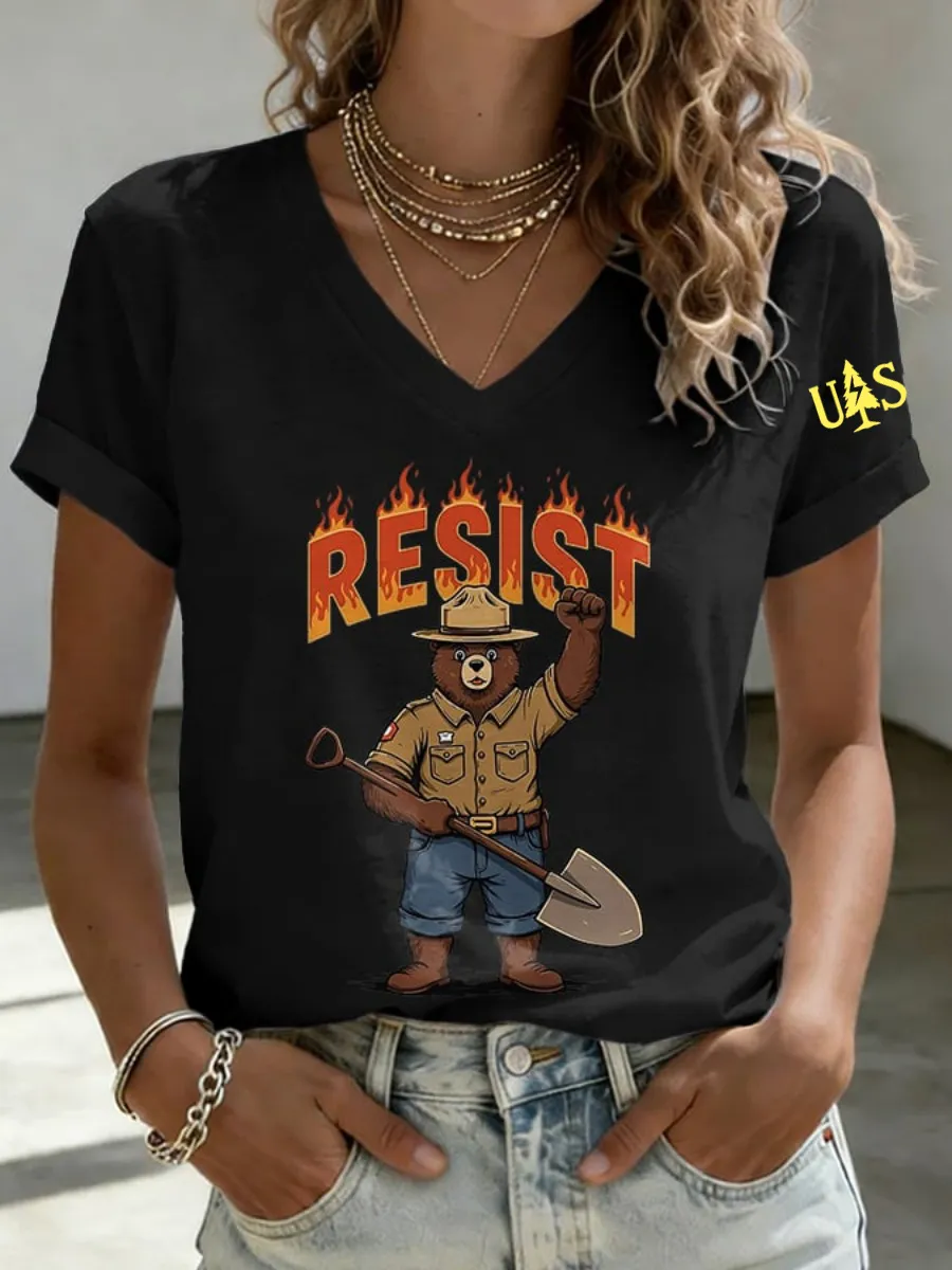 Women's Resist Bear Print T-shirt