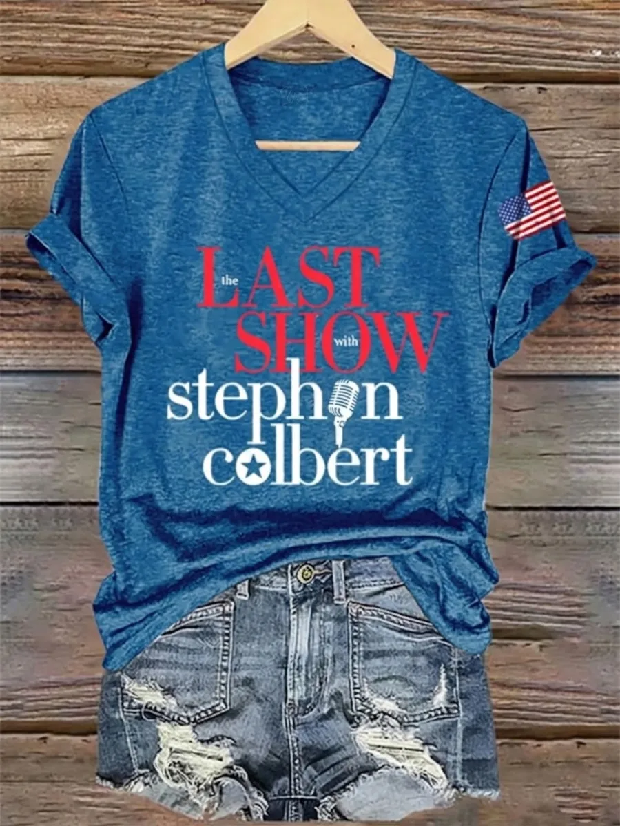 Women's Last Show Print V Neck T-Shirt