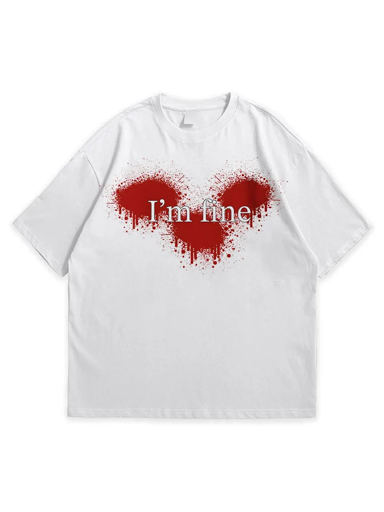 Men'S Halloween I'M FINE Daily Leisure Round Neck  T-Shirt