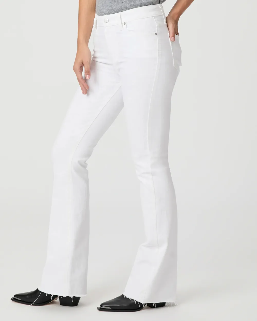 White Bootcut High Rise Jeans