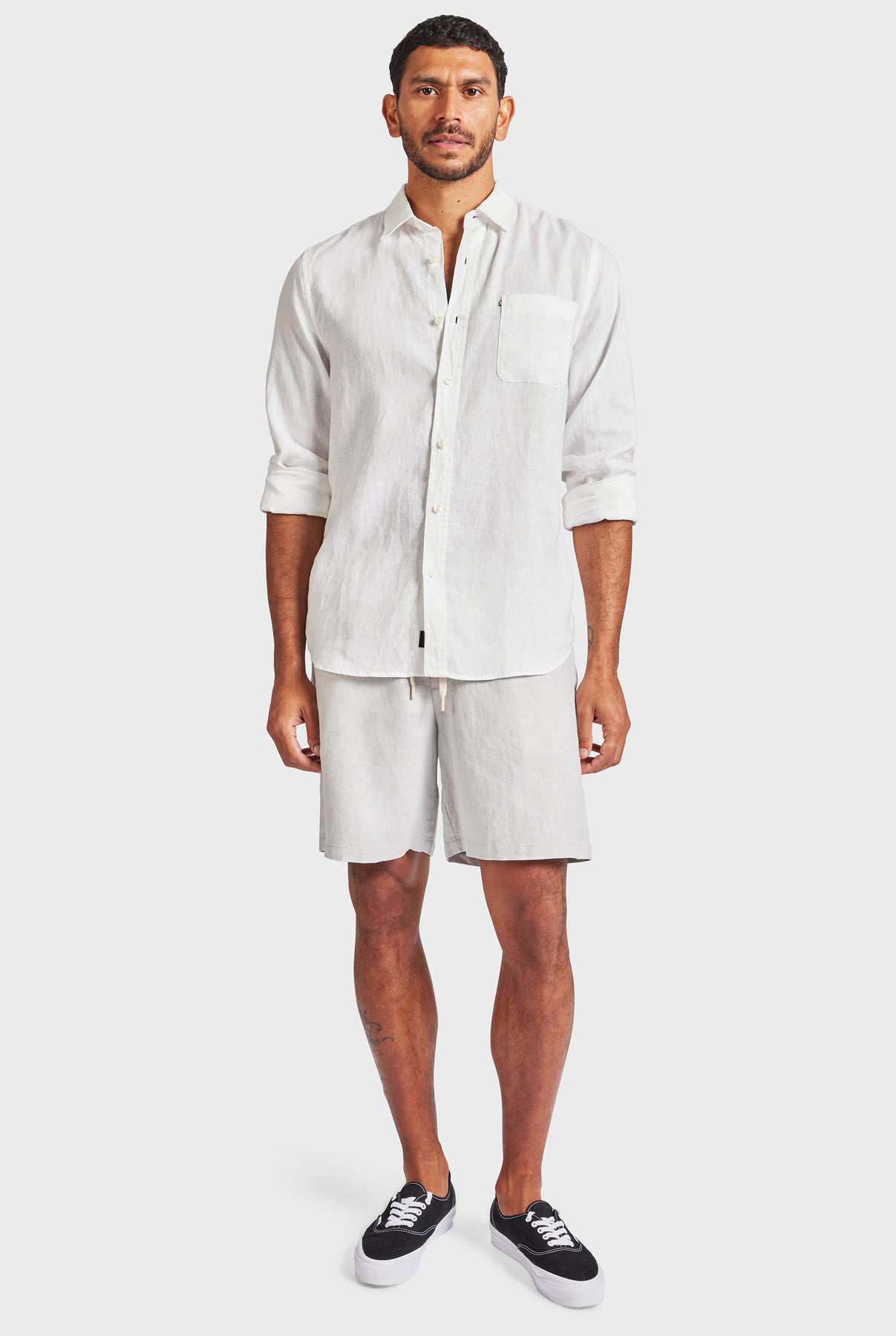 Jeff Linen Short-Ice grey