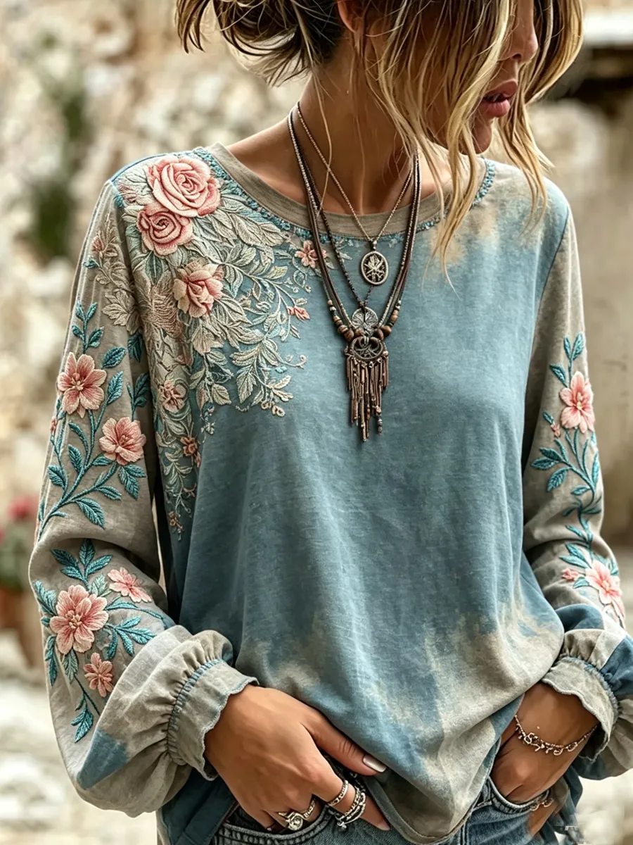 Women's Vintage Printed Casual Short Sleeve T-Shirt