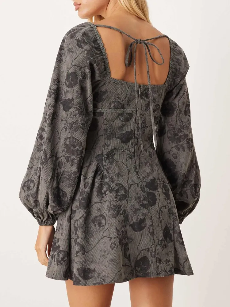 Printed Square Neck Dress