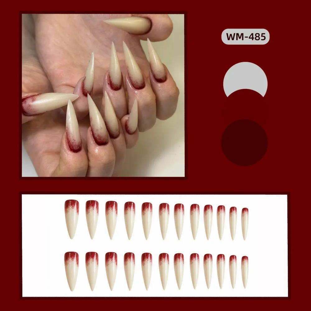 Nailhour 24Pcs Halloween Long Stiletto Gothic Press On Nails