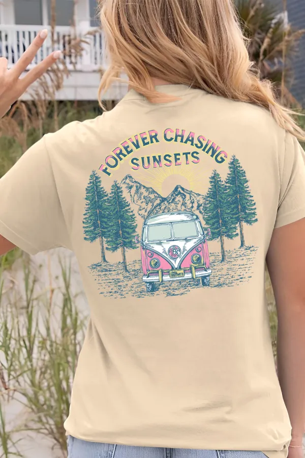 Forever Chasing The Sunset Forest Bus Graphic T-Shirt