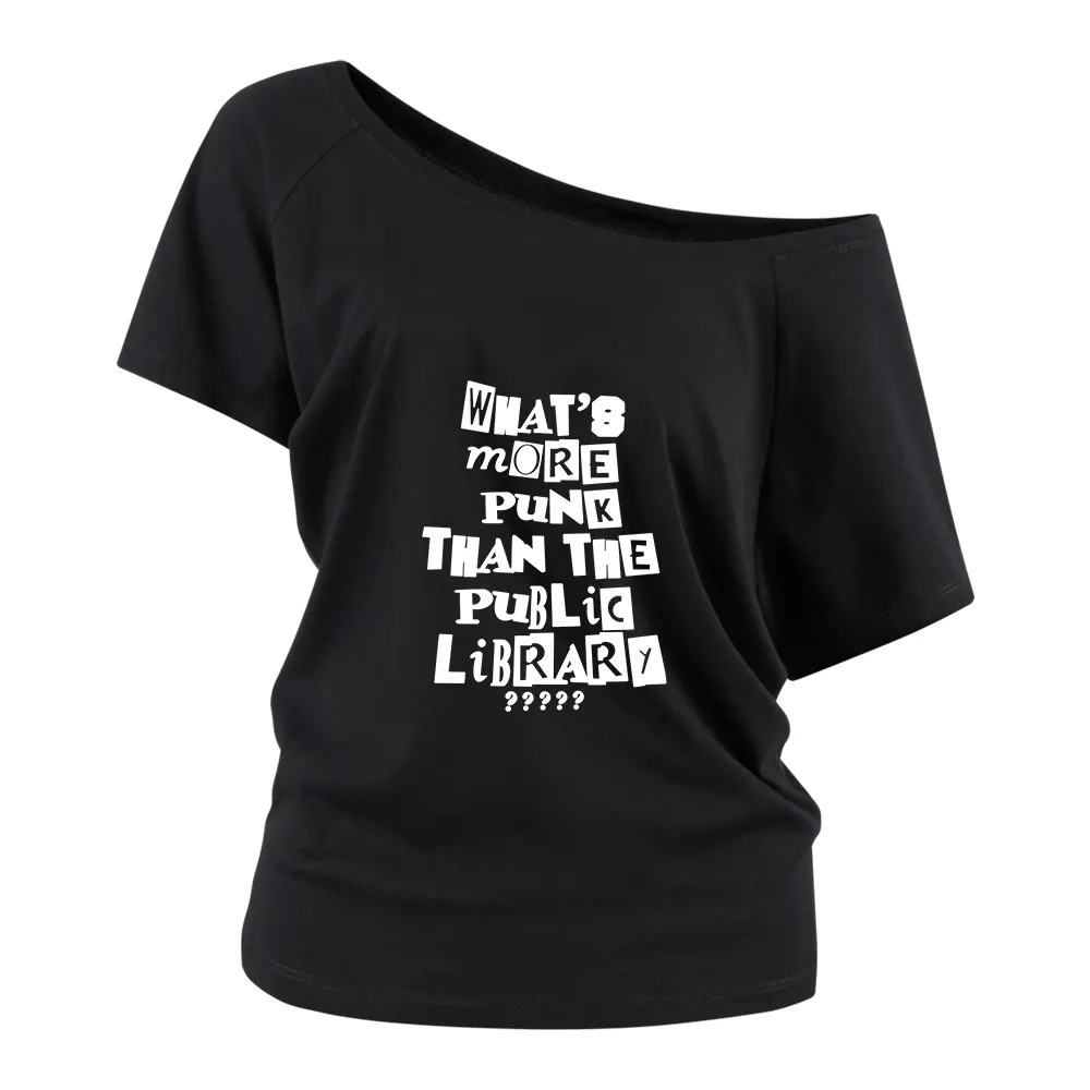Black Letters Off Shoulder T-shirts
