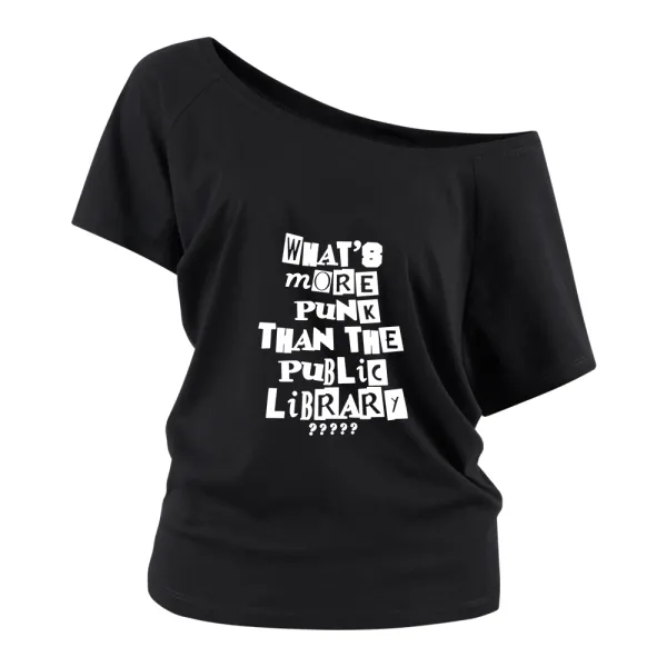 Black Letters Off Shoulder T-shirts