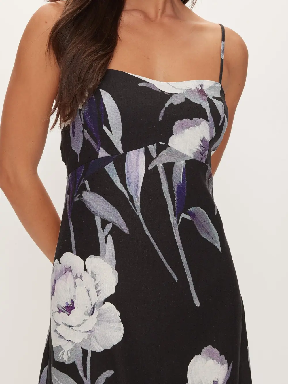 Linen Blend Slip Midi Dress