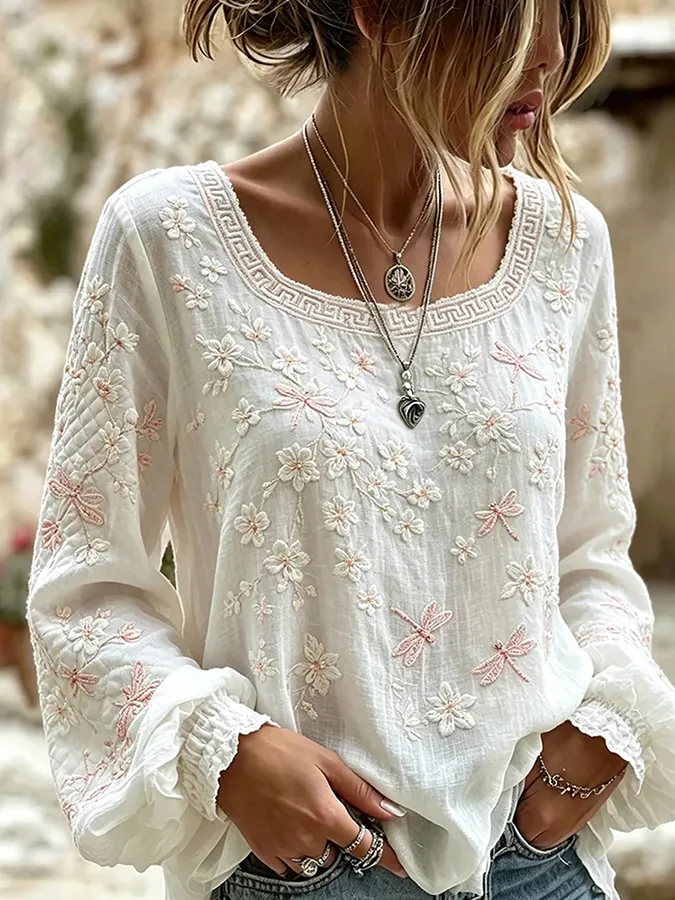 Women'S Floral Art Print  Top