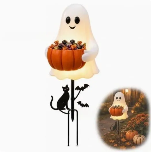 Halloween Ghost Candy Holder Garden Stake