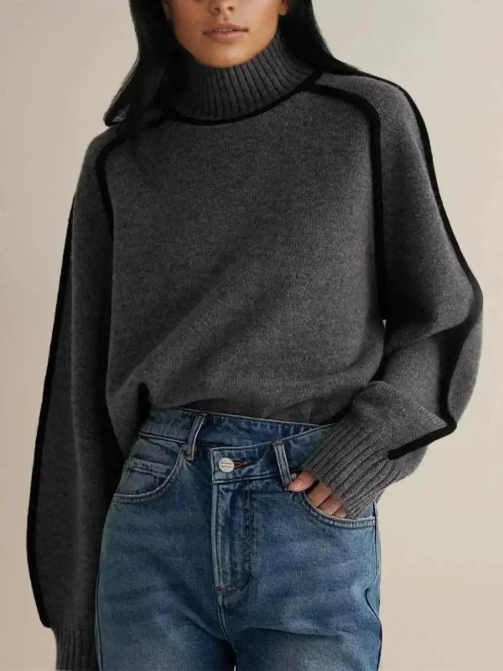 Oversized Turtleneck Knit Sweater
