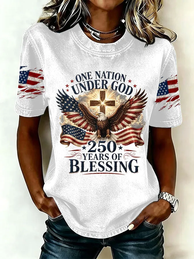 Women'S  America Flag Printed Casual T-Shirt
