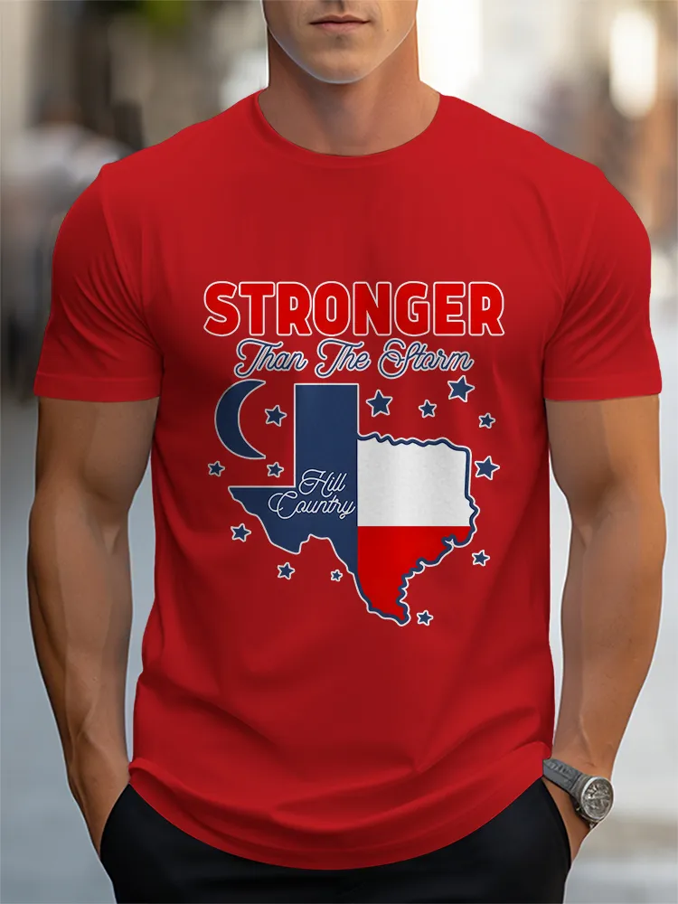 Men'S Casual Style STRONGER Than The Storm Round Neck Slim Fit T-Shirt