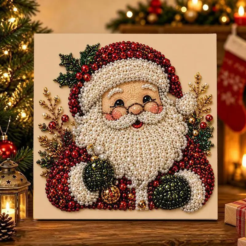 Frameless 3D DIY Beaded Christmas Pearl Diamond Painting