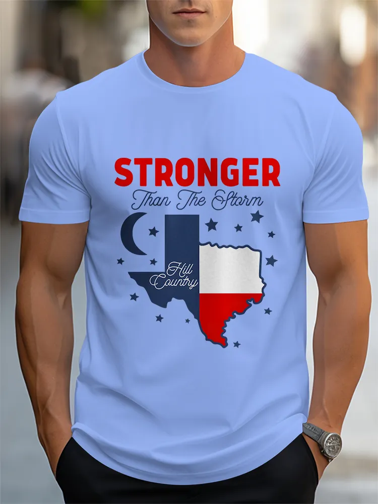 Men'S Casual Style STRONGER Than The Storm Round Neck Slim Fit T-Shirt