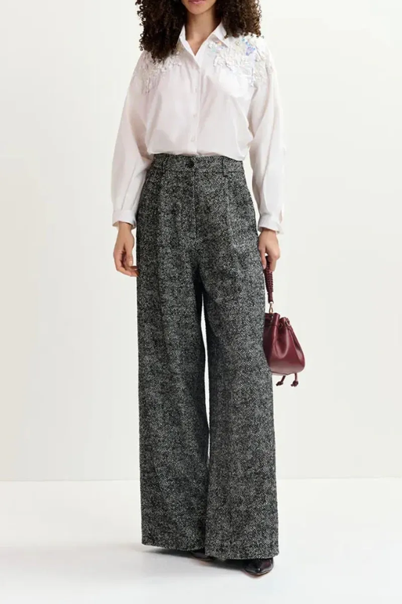 Embroidered Detail Button Up White Shirts