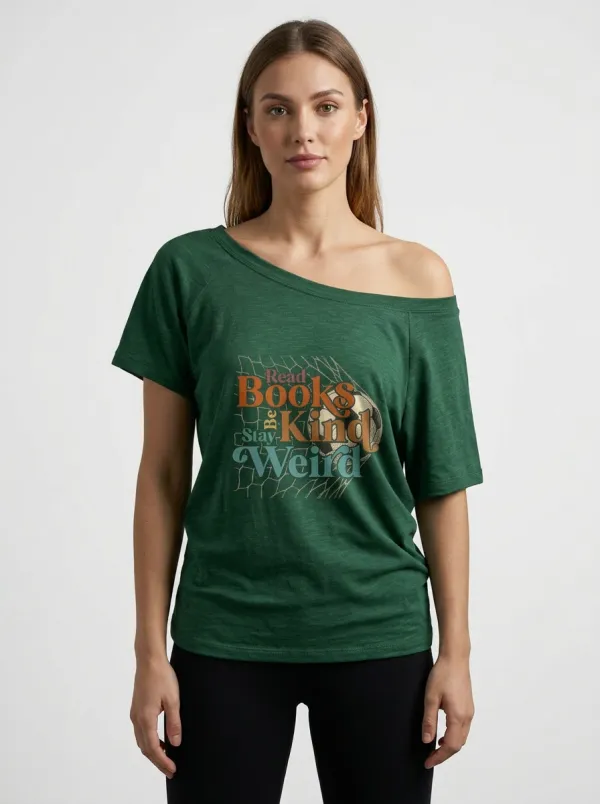 Women's Soccer Book Lover Read Books Be Kind Stay Weird Printed T-shirt
