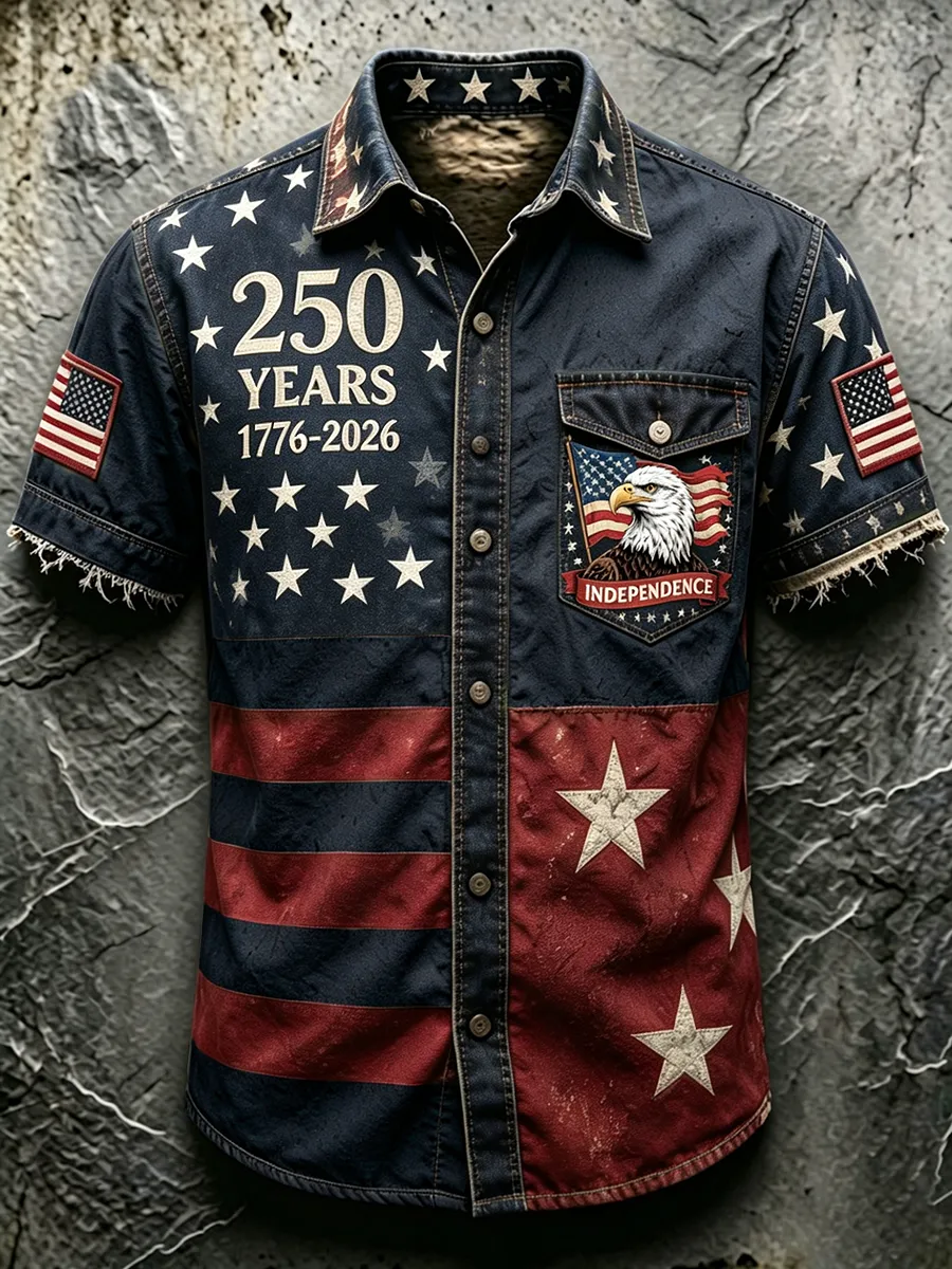 Men's 250th Independence Day Eagle Vintage Denim Shirt