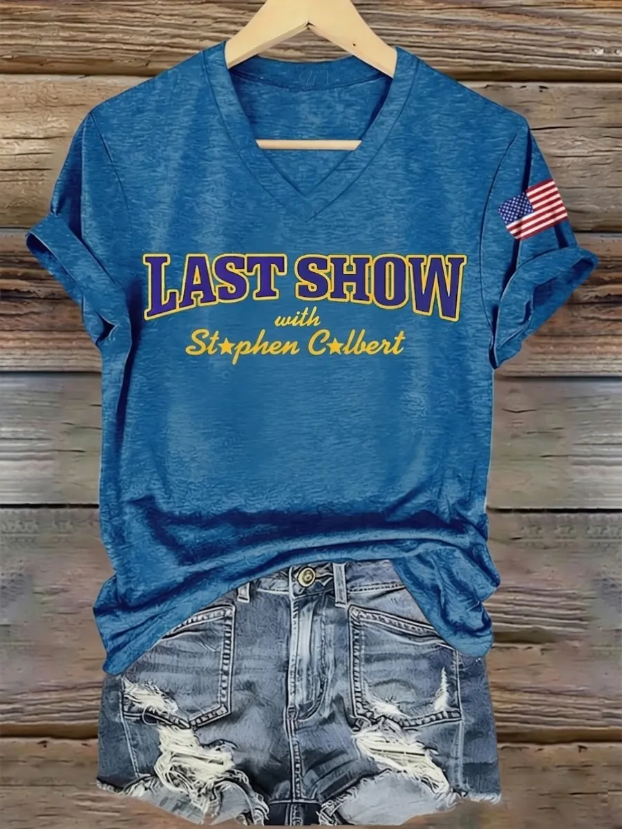 Women's Last Show Print V Neck T-Shirt