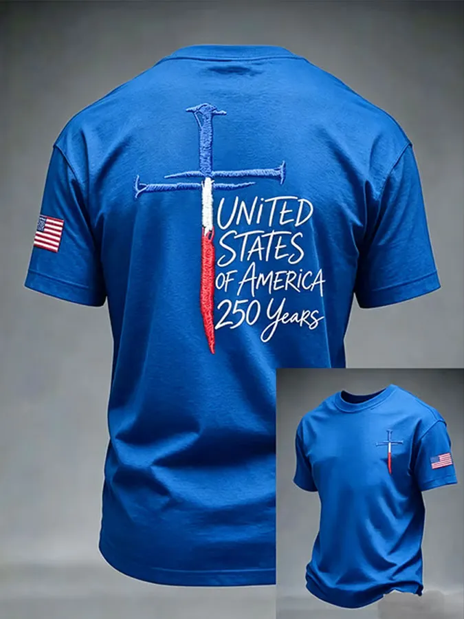 Men's Patriotic American Flag Print T-shirt