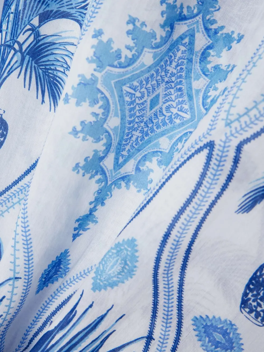 V-Neck Plant Print Midi Dress
