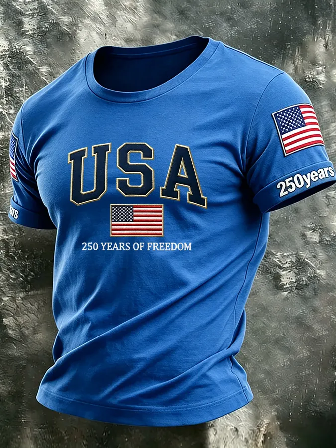 Men'S America Flag Printed Casual T-Shirt