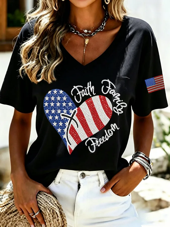 Women's Casual 250th Anniversary Independence Day Printed T-shirt