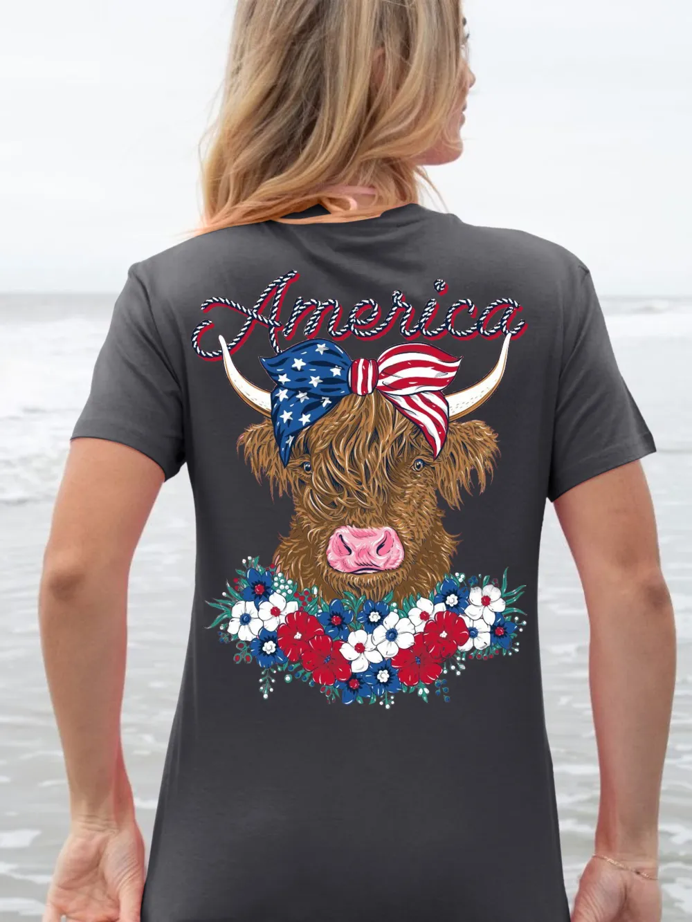 Women's American Cow Conch Print Tee