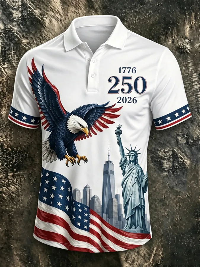 Men'S 250th Anniversary Printed Casual Polo Shirt
