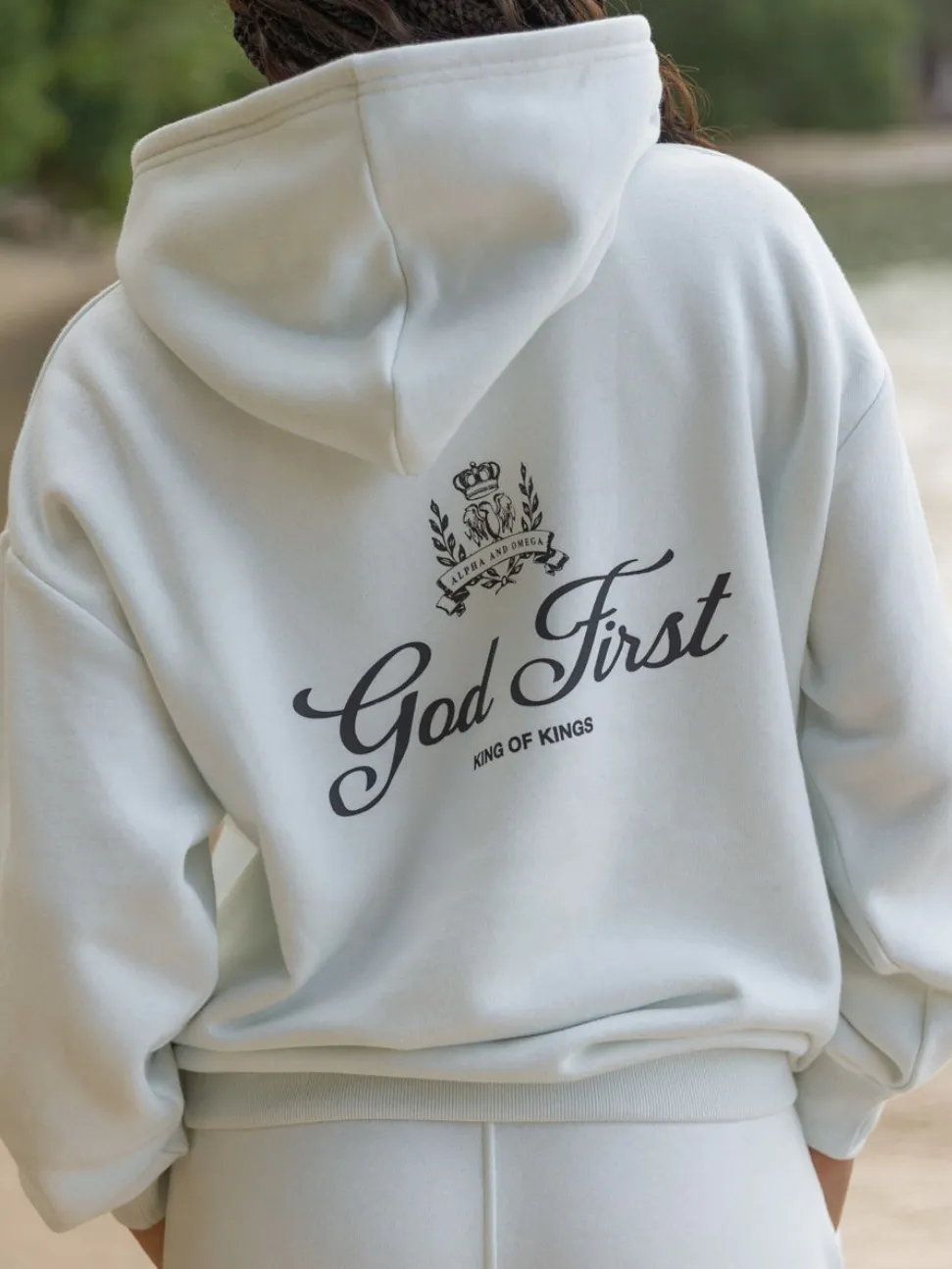Women's Chic Inspirational Spiritual Slogan Print Hooded Long-Sleeve Sweatshirt